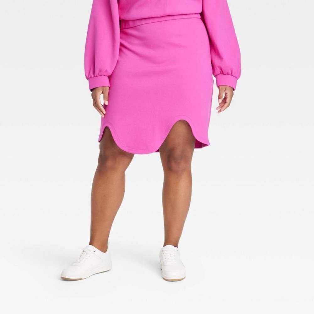 Target X Sammy B High Rise Scuba A-Line wavy structured skirt pink